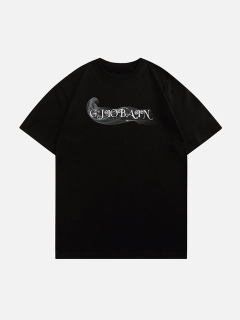 Smoking Skeleton Print Tee - Anagoc