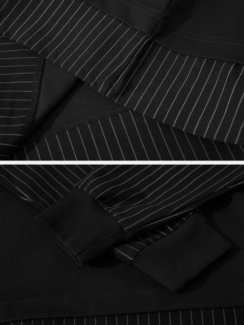 Stripe Fake Two Sweatshirt - Anagoc