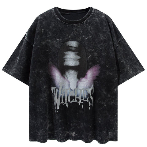 Tie Dye Abstract Character Washed Tee - Anagoc