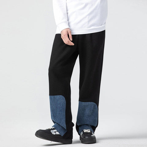 Denim Patchwork Pants - Anagoc