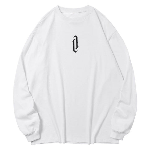 Solid Color Label Embroidery Sweatshirt - Anagoc