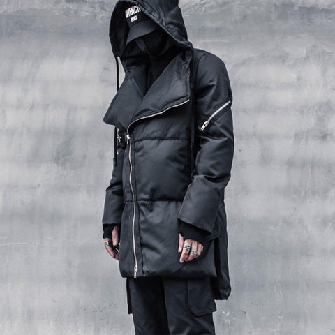 Personalized Diagonal Zipper Winter Coat - Anagoc