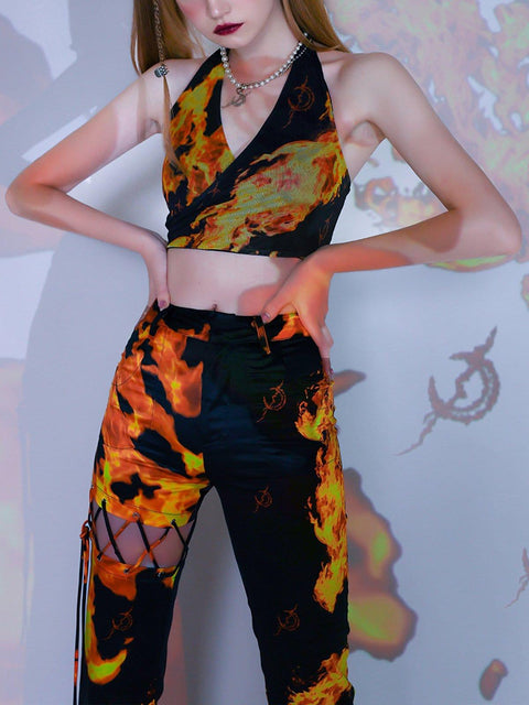 Stereoscopic Flame Print Vest - Anagoc