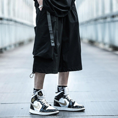 Function Belt Oversized Wide Leg Shorts - Anagoc