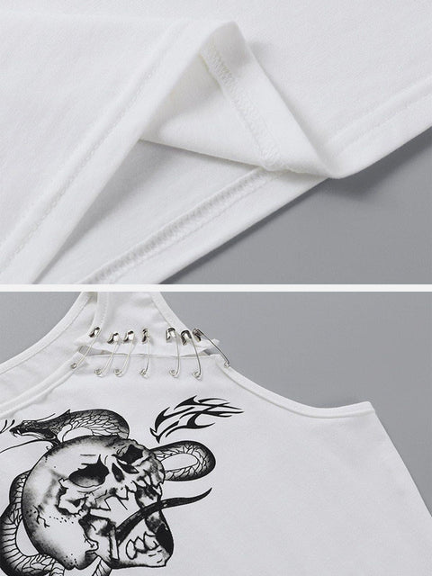 Skull Snake Print Vest - Anagoc