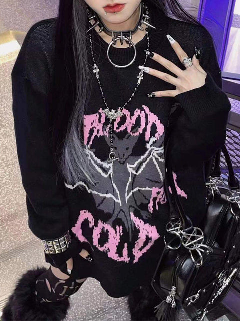 Bat Pattern Sweater - Anagoc