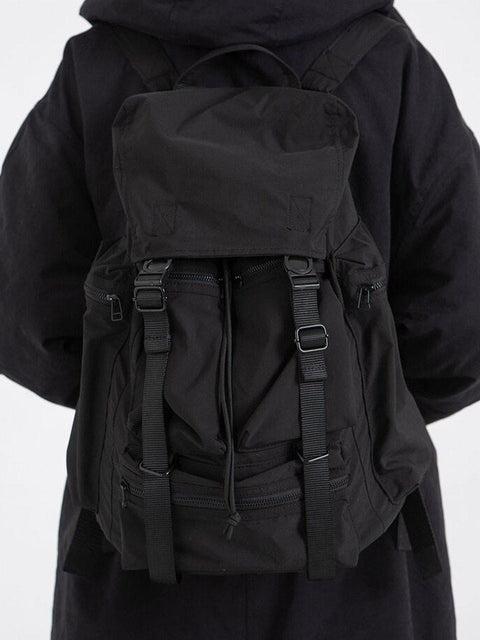 Function Drawstring Multi Pockets Nylon Backpack - Anagoc