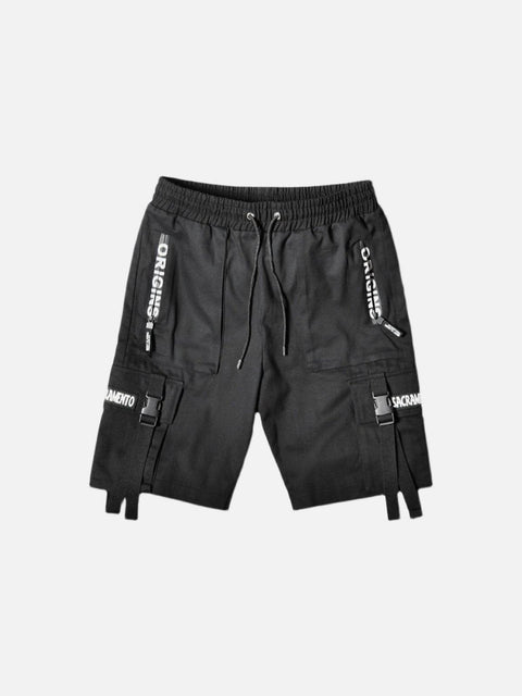Letter Schoolbag Buckle Cargo Shorts - Anagoc