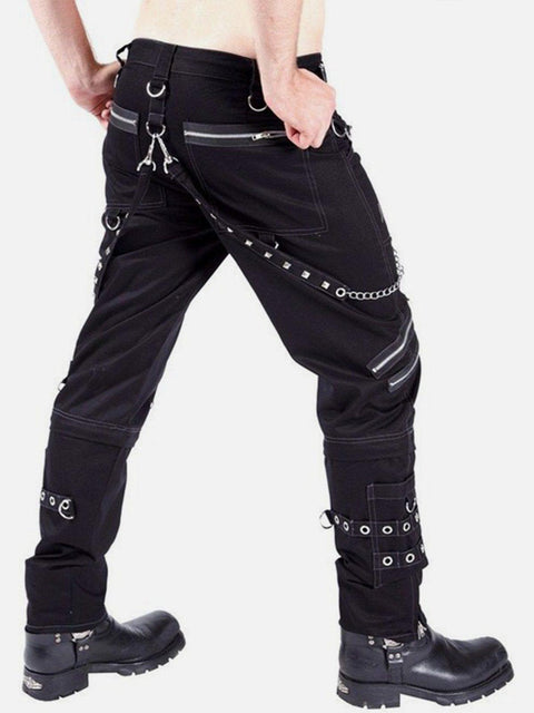 Punk Open Thread Chain Pants - Anagoc