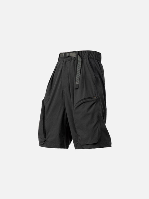 Curved Zip Pocket Cargo Shorts - Anagoc