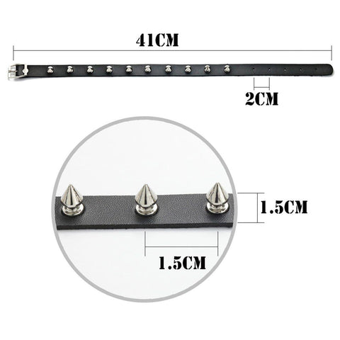 Dark Studded Punk PU Necklace - Anagoc