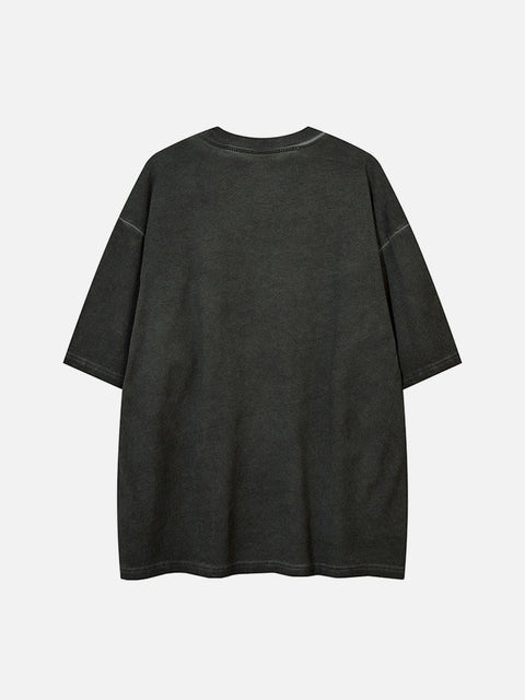 Neon Palm Embroidery Washed Tee - Anagoc
