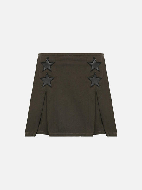 Embroidery Star Folds Skirt - Anagoc