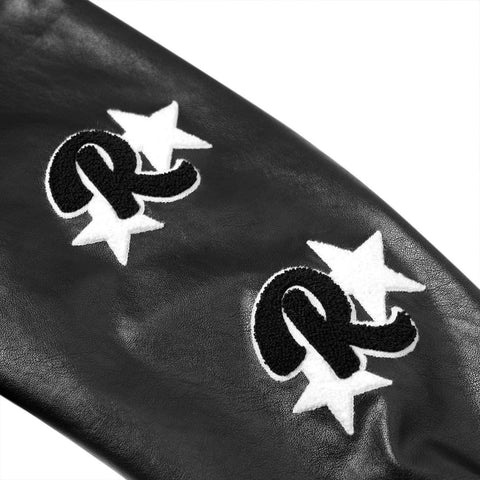 Stitching PU Sleeve Varsity Jacket - Anagoc