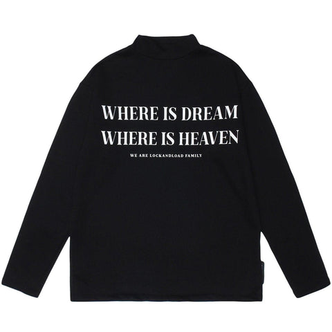 Letter Print Turtleneck Sweatshirt - Anagoc
