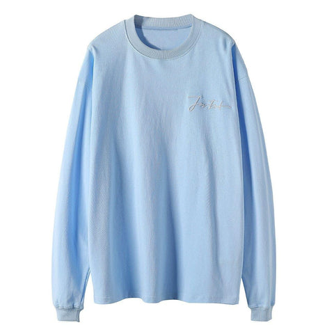 Solid Color Embroidery Sweatshirt - Anagoc