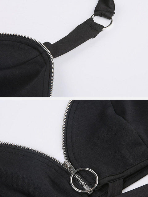 Zip Up Ribbon Vest - Anagoc