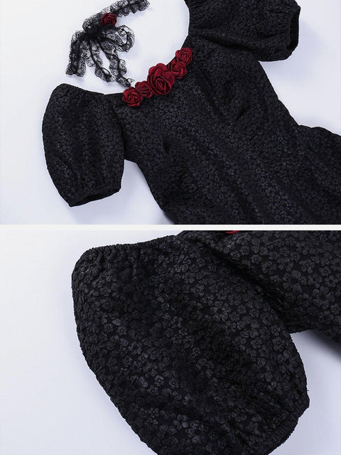 Rose Stereoscopic Dress - Anagoc
