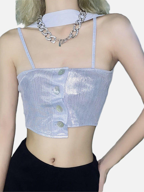 Solid Color Ribbon Suspenders Sexy Vest - Anagoc