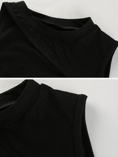 Off Shoulder Sleeveless Irregular Vest - Anagoc