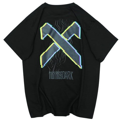 Multicolored Letter X Print Tee - Anagoc