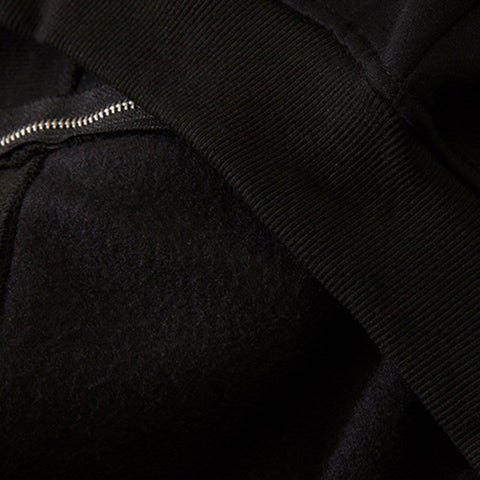 Circle Letters Print Fleece Zip Up Hoodie - Anagoc