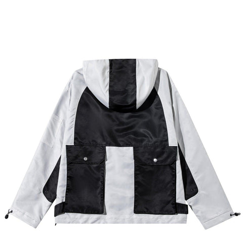 Functional Patchwork Multi Pockets Hooded Jacket - Anagoc