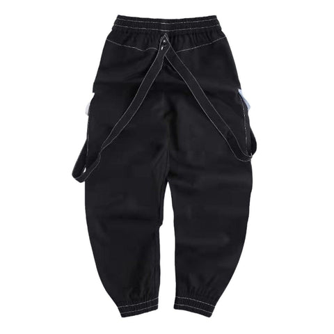 Patchwork Letter Straps Pants - Anagoc