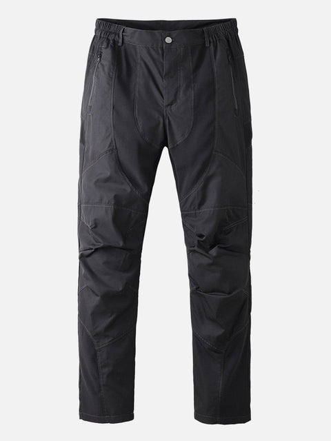 Patchwork Zip Up Straight Cargo Pants - Anagoc