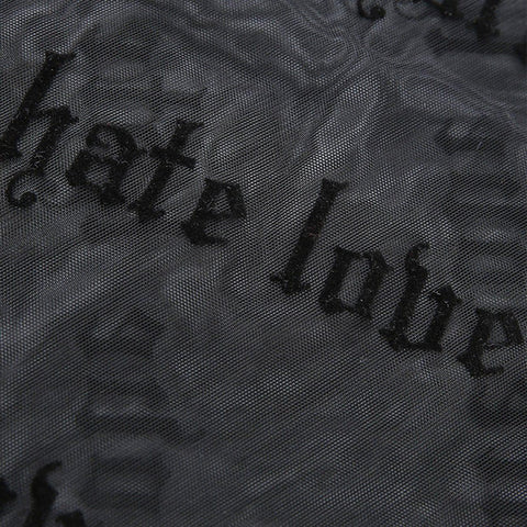 Flocking Letters Perspective Long Sleeve T Shirt - Anagoc