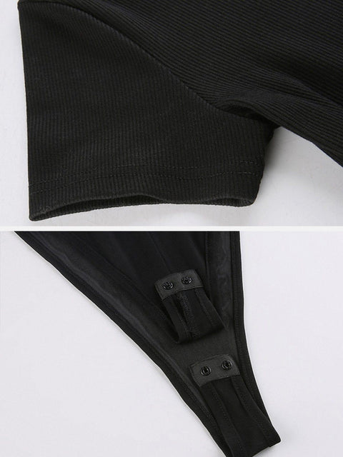 Solid Color Stitching Perspective Jumpsuit - Anagoc