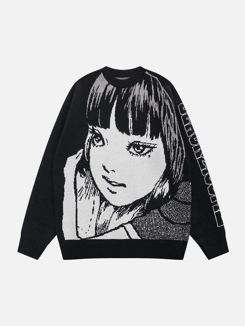 "Tomie" Cartoon Knit Sweater - Anagoc