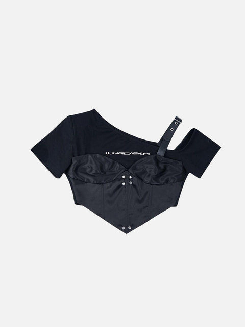 Asymmetrical Patchwork Short Sleeve Shirts - Anagoc