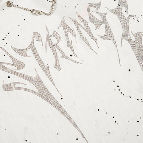 Splash Ink Necklace Letters Print Sweatshirt - Anagoc