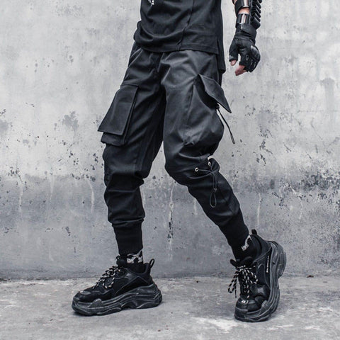 Functional Big Pocket Drawstring Cargo Pants - Anagoc