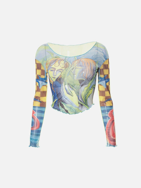 Cartoon Girl Print Long Sleeve T Shirts - Anagoc