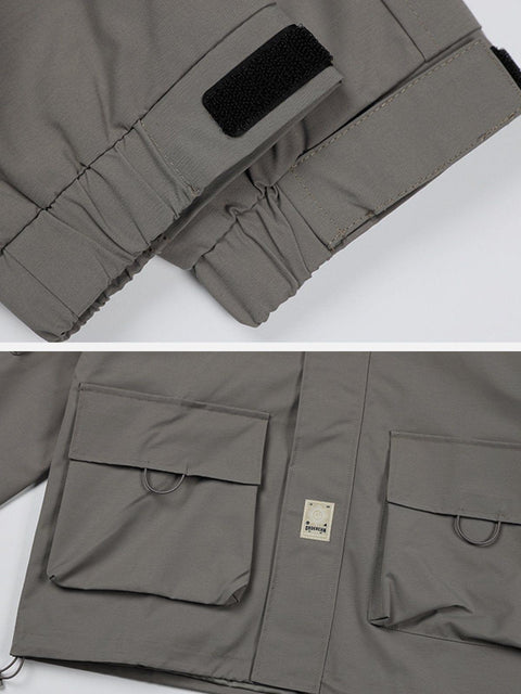 Solid Color Big Pocket Cargo Jacket - Anagoc