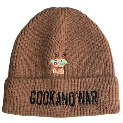 Cute Elk Embroidery Knit Cap - Anagoc