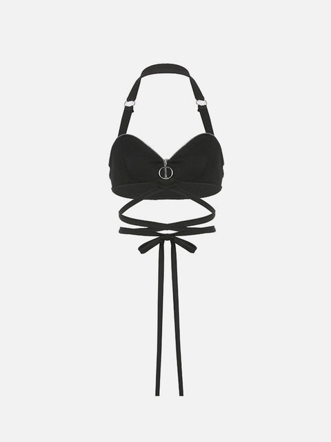 Zip Up Ribbon Vest - Anagoc
