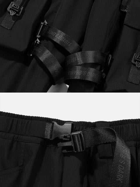 Schoolbag Buckle Pockets Cargo Pants - Anagoc