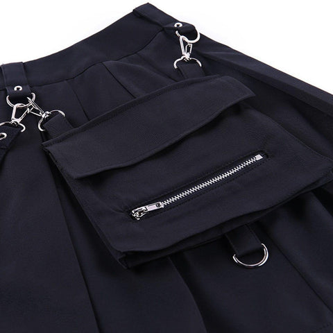 Dark Punk Irregular Pockets Skirt - Anagoc