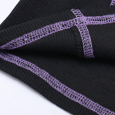 Fake Two Gothic Alphabet Long Sleeve T Shirt - Anagoc