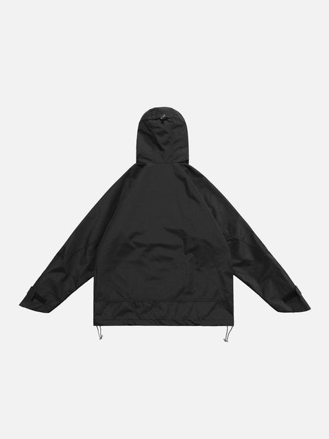 Patchwork Multi Pockets Zip Up Jacket - Anagoc