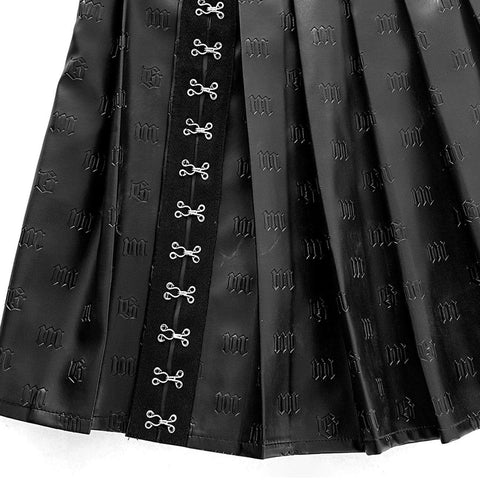 Punk Sanskrit Letters PU Skirt - Anagoc