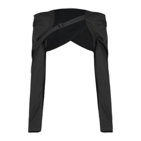 Diagonal Straps Pleated Cropped Jacket - Anagoc
