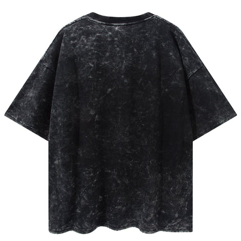 Tie Dye Abstract Character Washed Tee - Anagoc