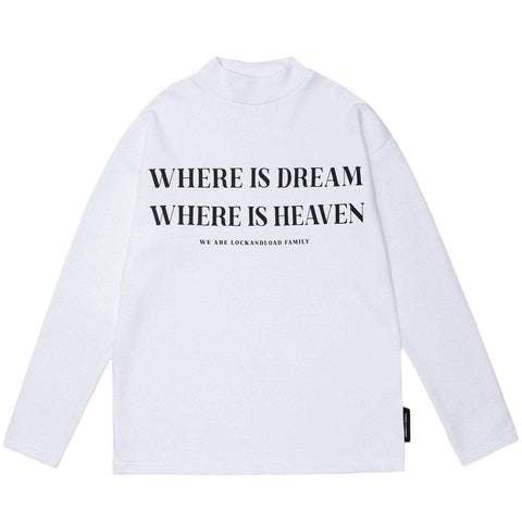 Letter Print Turtleneck Sweatshirt - Anagoc