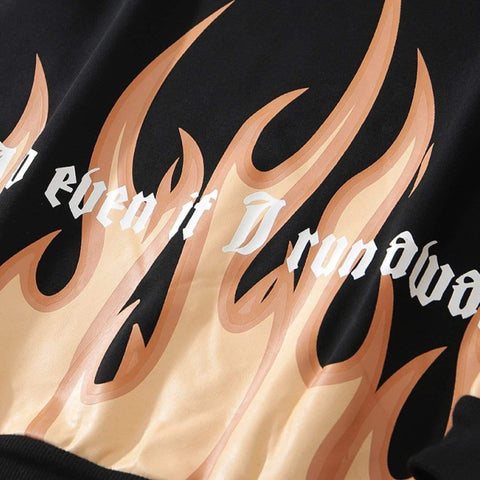 Fire Flame Print Sweatshirt - Anagoc