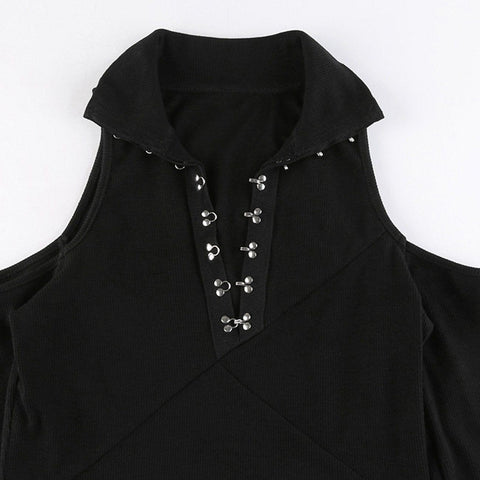 Sexy Off The Shoulder Metal Button Long Sleeve T Shirt - Anagoc