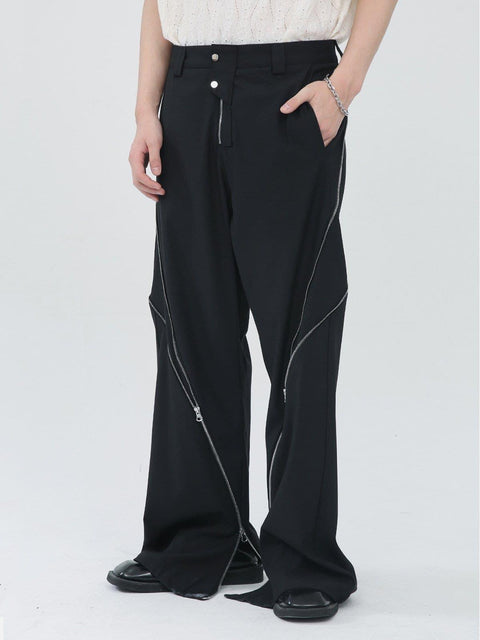 Zip Up Split Pants - Anagoc
